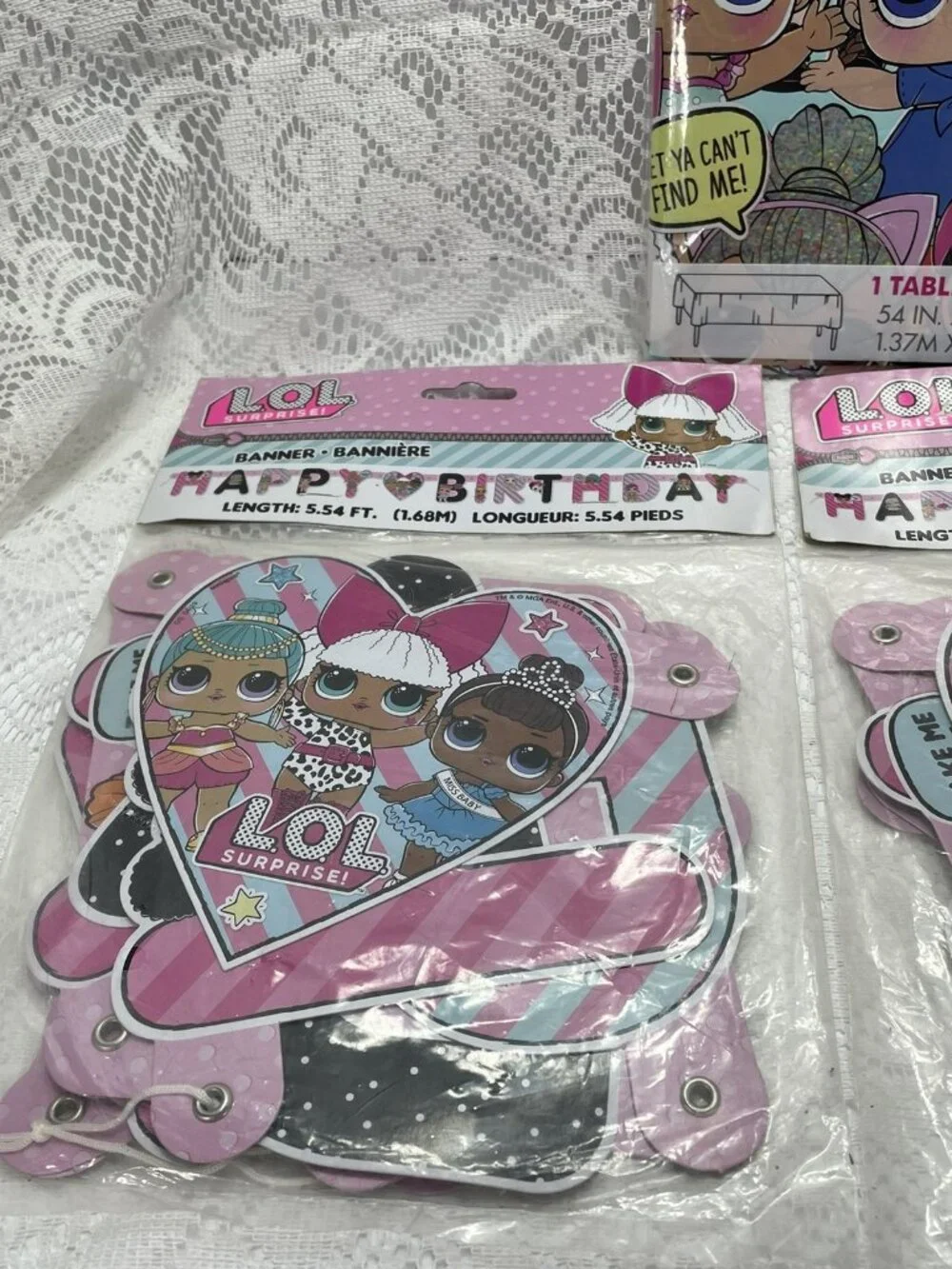 LOL Surprise Dolls Happy Birthday Letter Banner And Table Cover For Girls Party